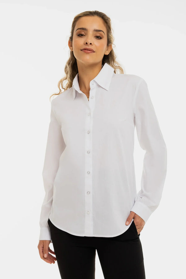 Cămașă din bumbac 2 în 1 pentru gravide și alăptare – albă