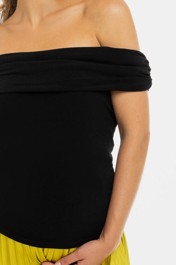 Bluză elegantă pentru gravide cu umeri căzuți – neagră