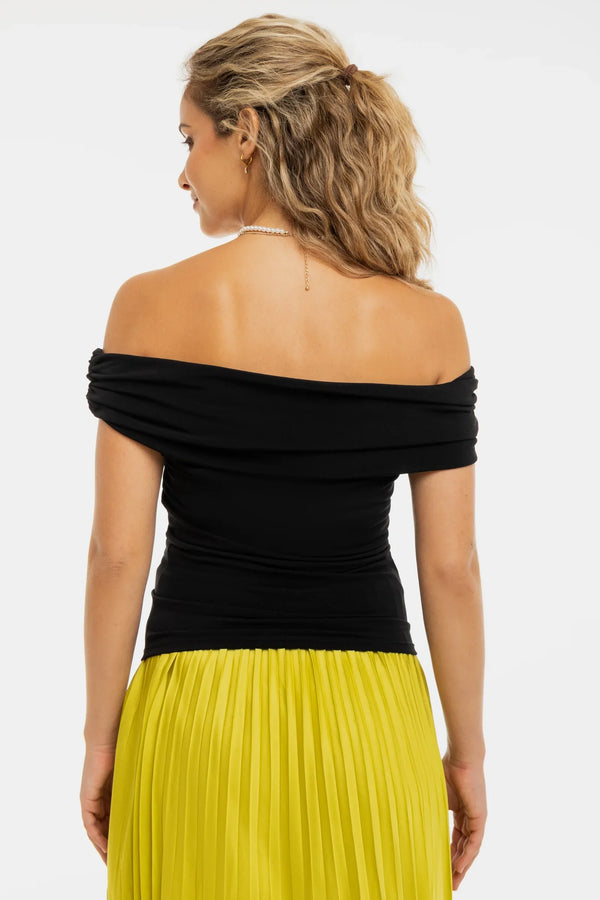 Bluză elegantă pentru gravide cu umeri căzuți – neagră