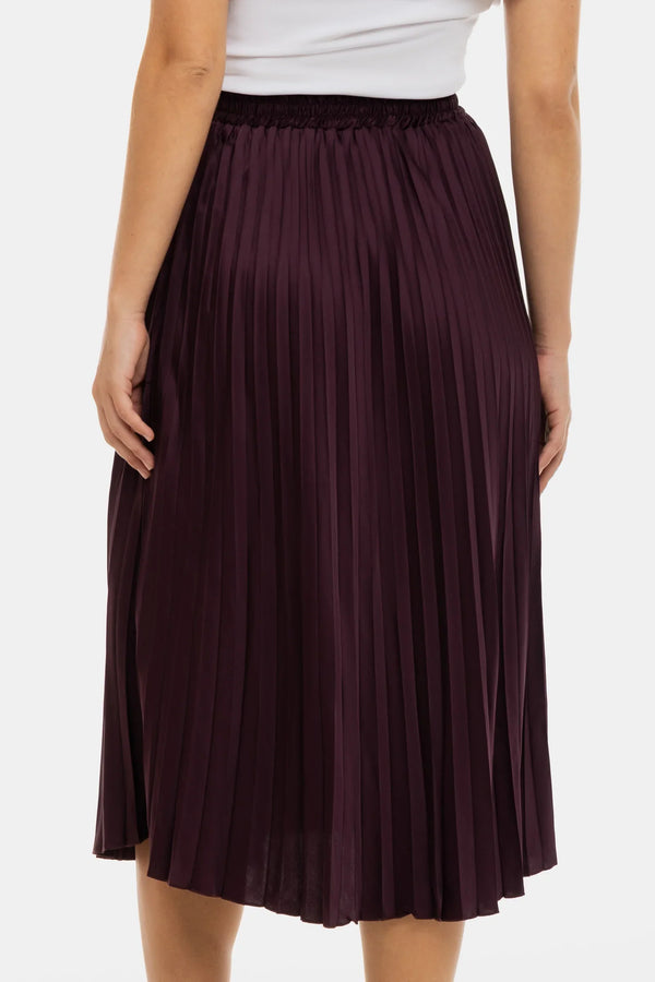 Fustă satinată plisată pentru gravide - bordeaux