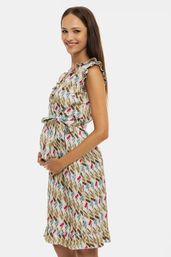 Rochie din satin cu volane pentru gravide și alăptare