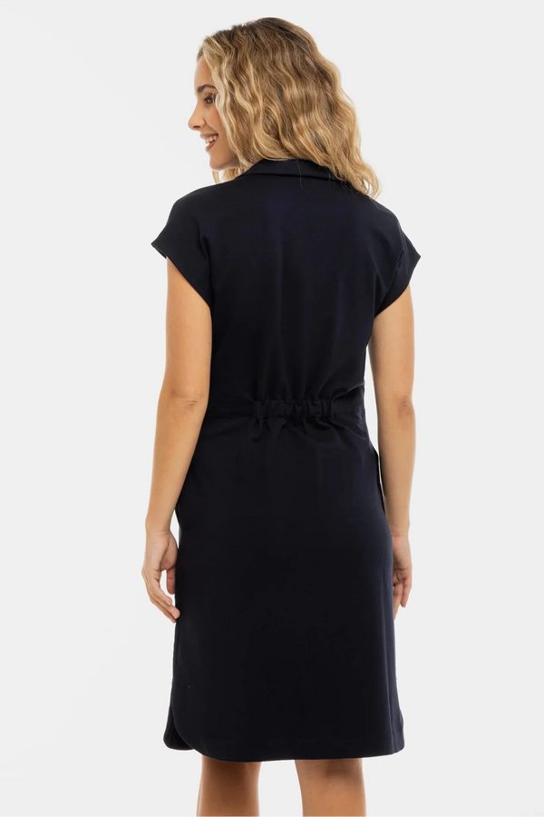 Rochie-cămașă pentru gravide cu conținut de bumbac - bleumarin