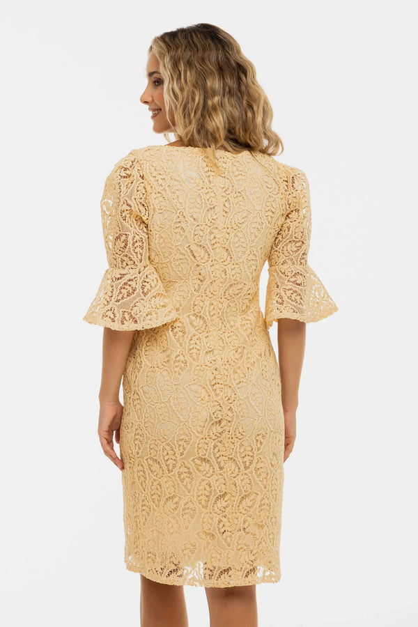 Rochie elegantă din dantelă pentru gravide – crem