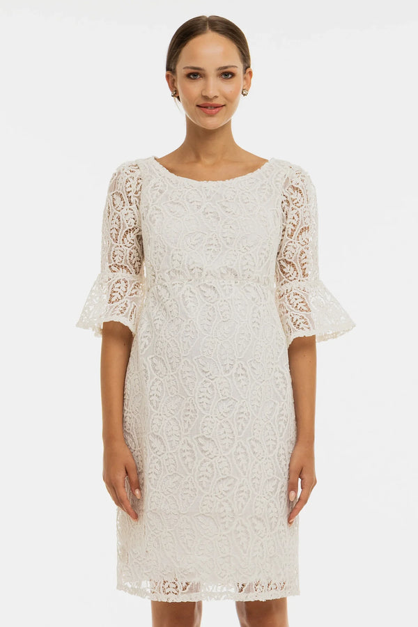 Rochie elegantă din dantelă pentru gravide – albă