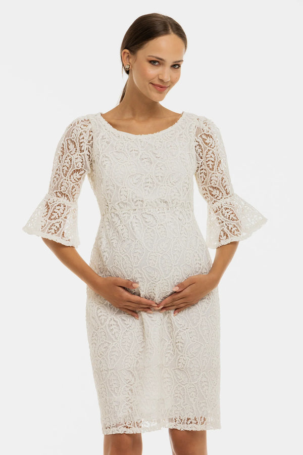 Rochie elegantă din dantelă pentru gravide – albă