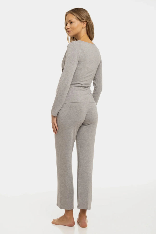 Pijama pentru gravide și alăptare – gri melanj