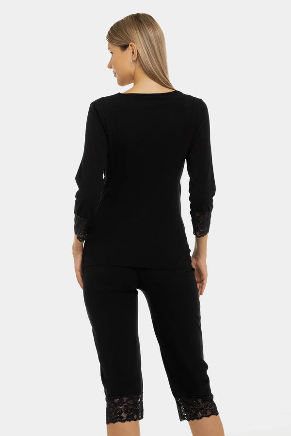 Pijama pentru gravide și alăptare cu dantelă