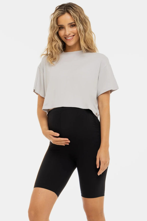 Colanți scurți pentru gravide cu încrețituri – negri