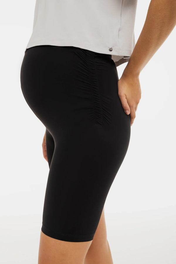 Colanți scurți pentru gravide cu încrețituri – negri