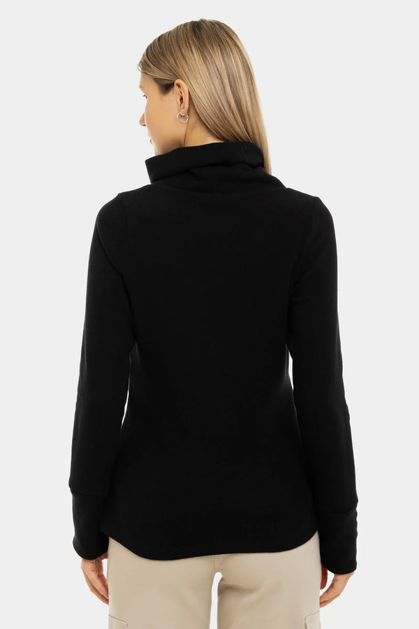 Pulover negru pentru gravide și alăptare cu guler