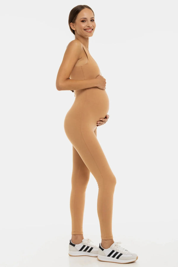 Salopetă dublă din bumbac pentru gravide – bej