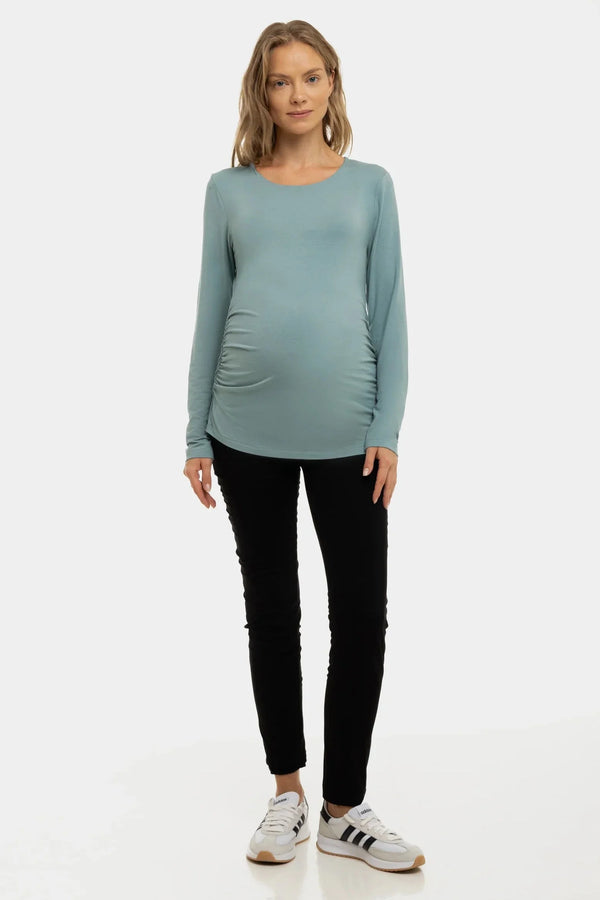 Bluză moale cu încrețituri pentru gravide din modal – verde