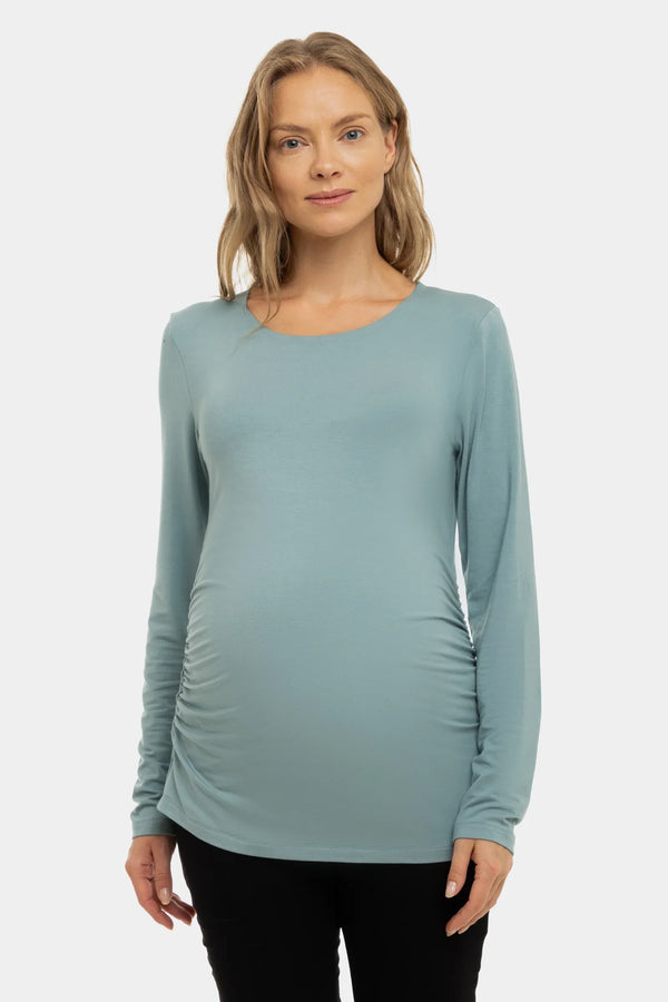 Bluză moale cu încrețituri pentru gravide din modal – verde