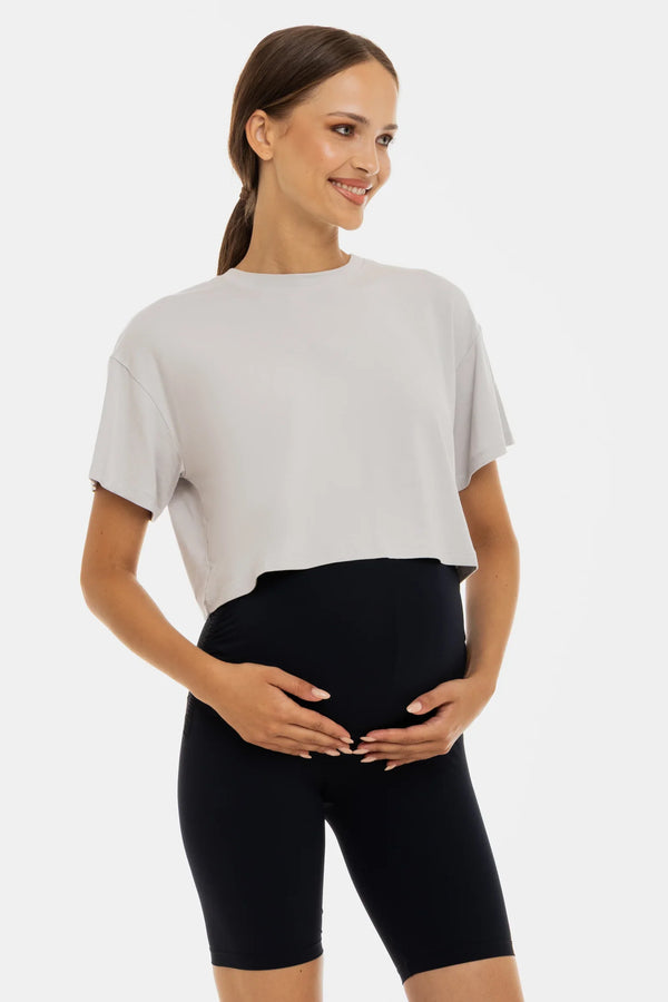 Colanți scurți pentru gravide cu încrețituri - albastru închis