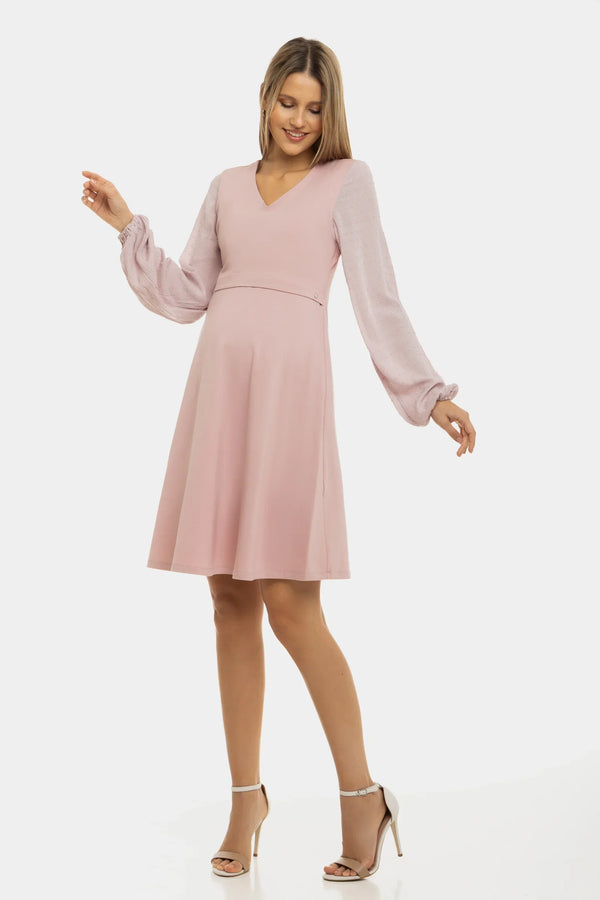 Rochie pentru gravide și alăptare cu buline - cenușă de trandafiri