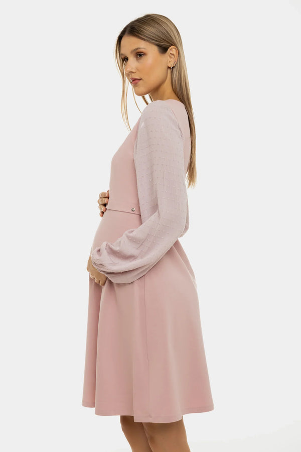 Rochie pentru gravide și alăptare cu buline - cenușă de trandafiri