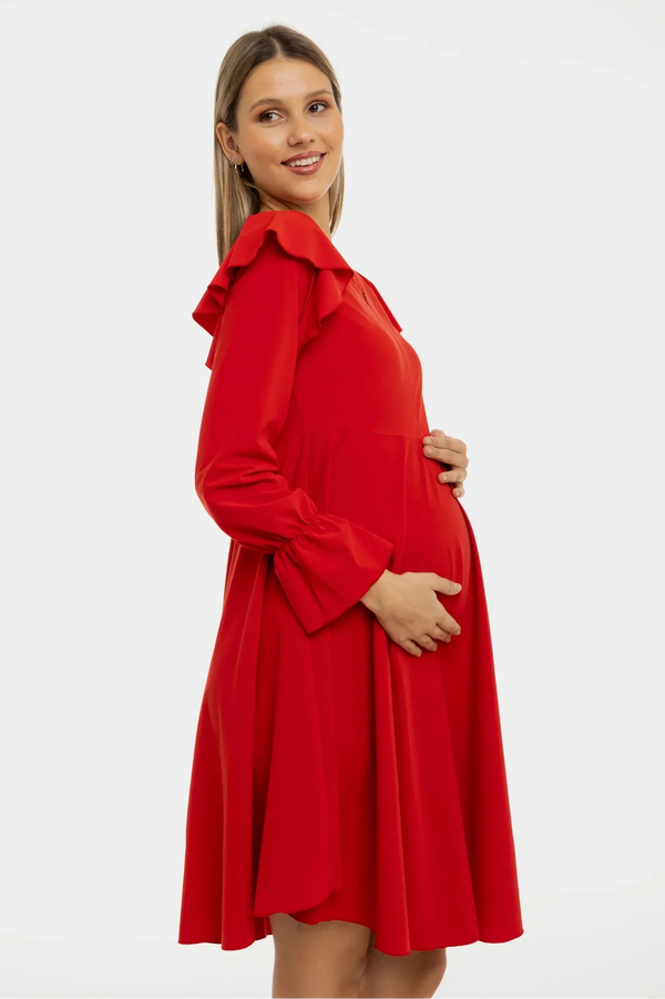 Rochie vaporoasă gravide și alăptare cu mâneca lungă