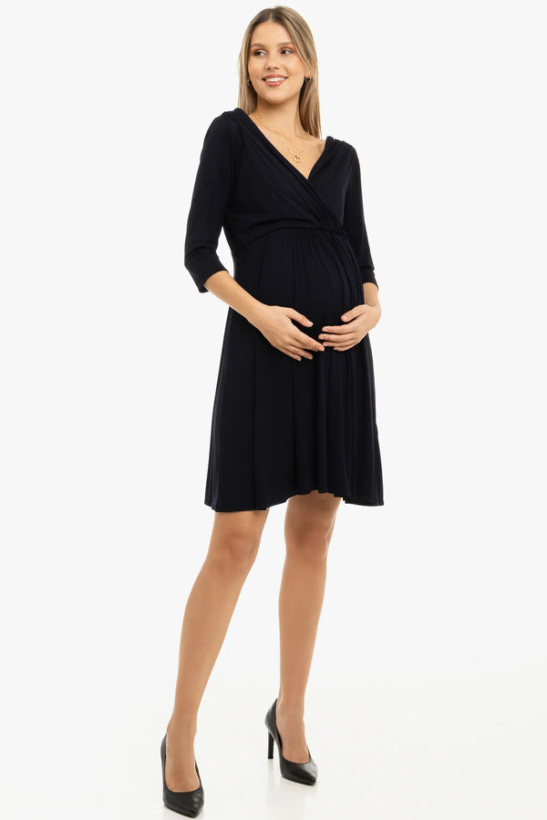 Rochie eleganta pentru gravide și alăptare - albastru închis