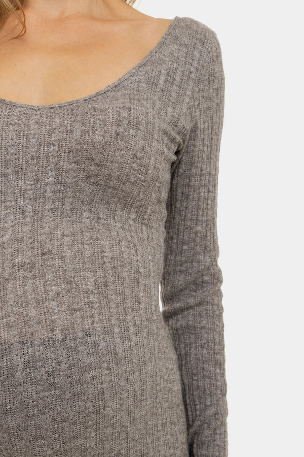 Rochie mulată tricotata pentru gravide - maro