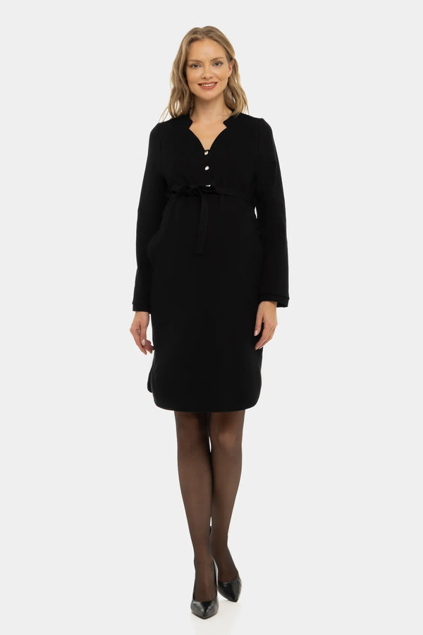 Rochie neagră elastică pentru gravide și alăptare