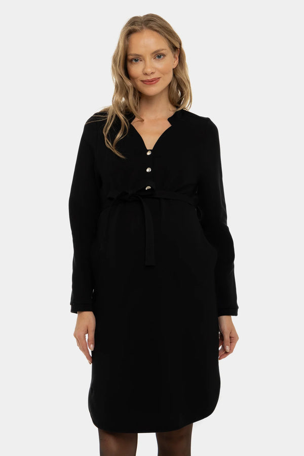 Rochie neagră elastică pentru gravide și alăptare