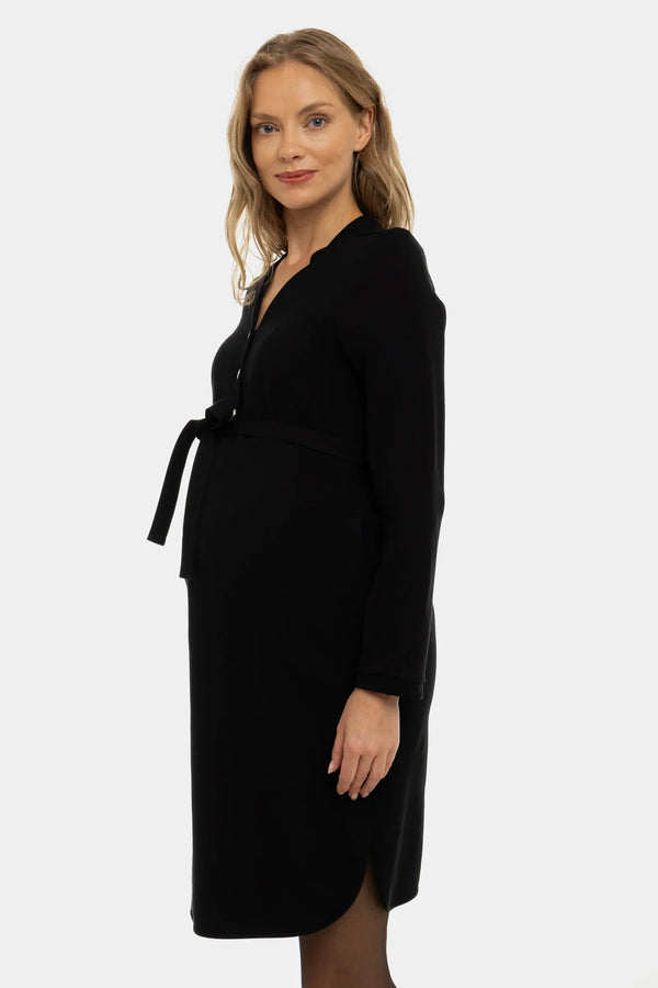 Rochie neagră elastică pentru gravide și alăptare