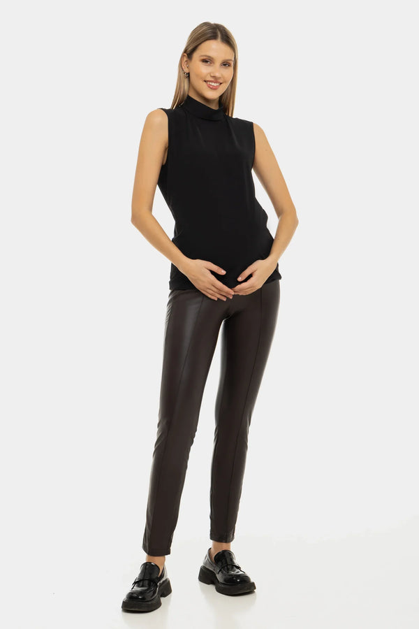 Colanți pentru gravide din imitație de piele