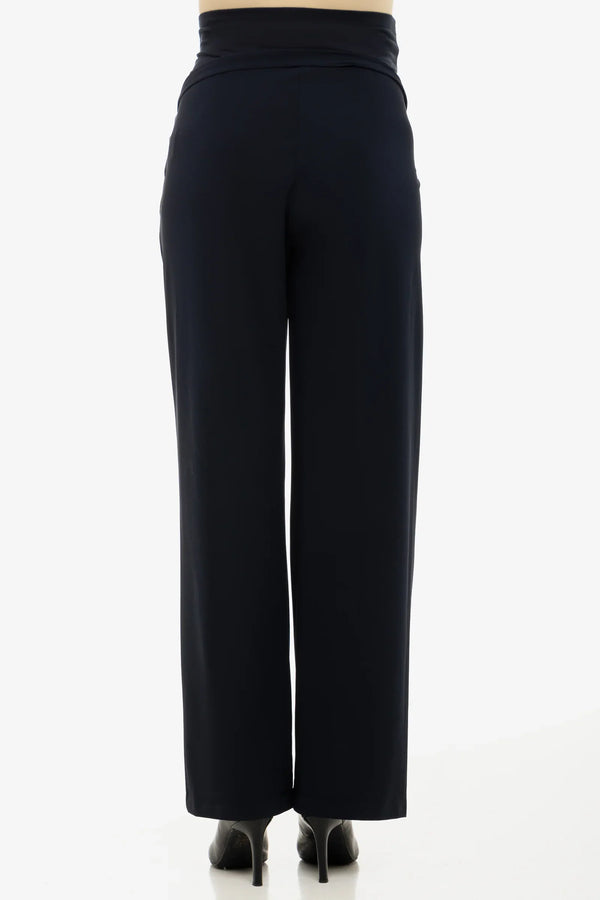 Pantaloni bleumarin evazați cu pliuri pentru gravide