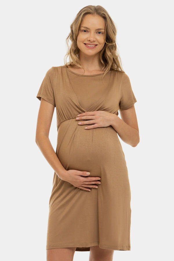 Cămașă de noapte pentru gravide și alăptare - bej