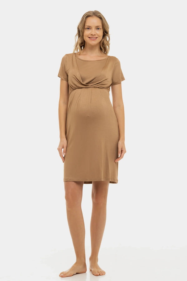 Cămașă de noapte pentru gravide și alăptare - bej