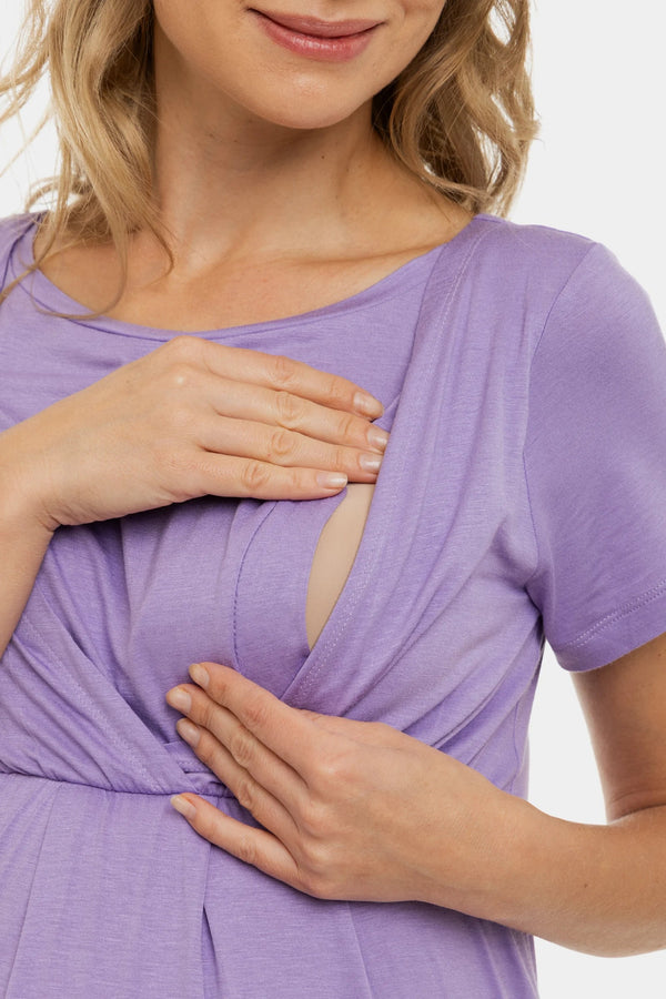 Cămașă de noapte pentru gravide și alăptare - liliac