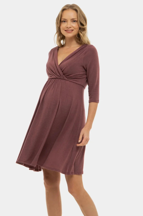 Rochie eleganta pentru gravide și alăptare - cenușă trandafir