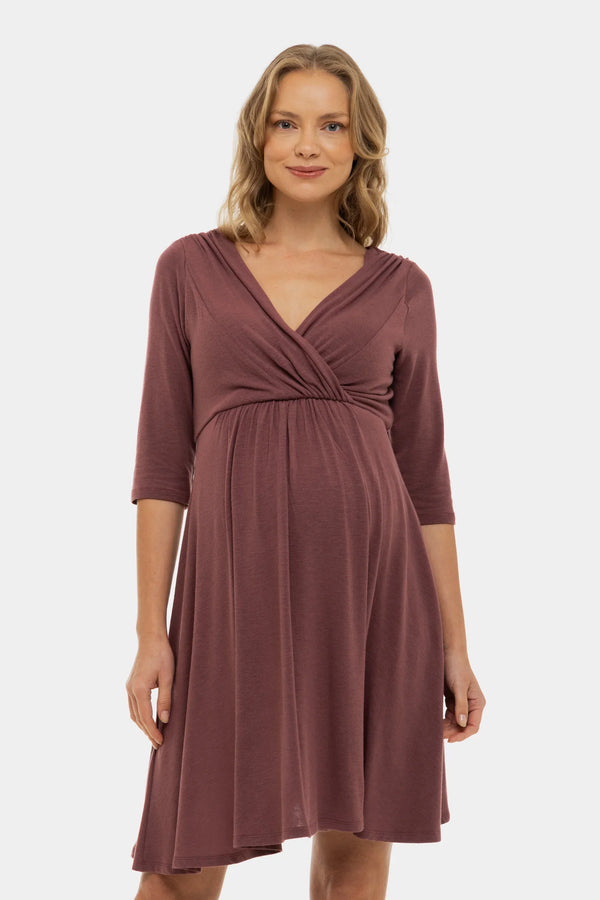 Rochie eleganta pentru gravide și alăptare - cenușă trandafir