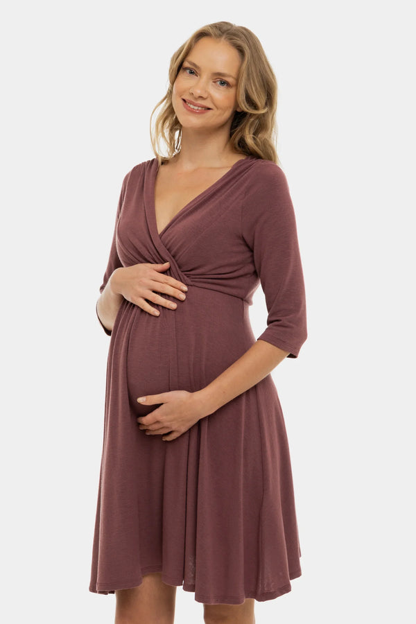 Rochie eleganta pentru gravide și alăptare - cenușă trandafir