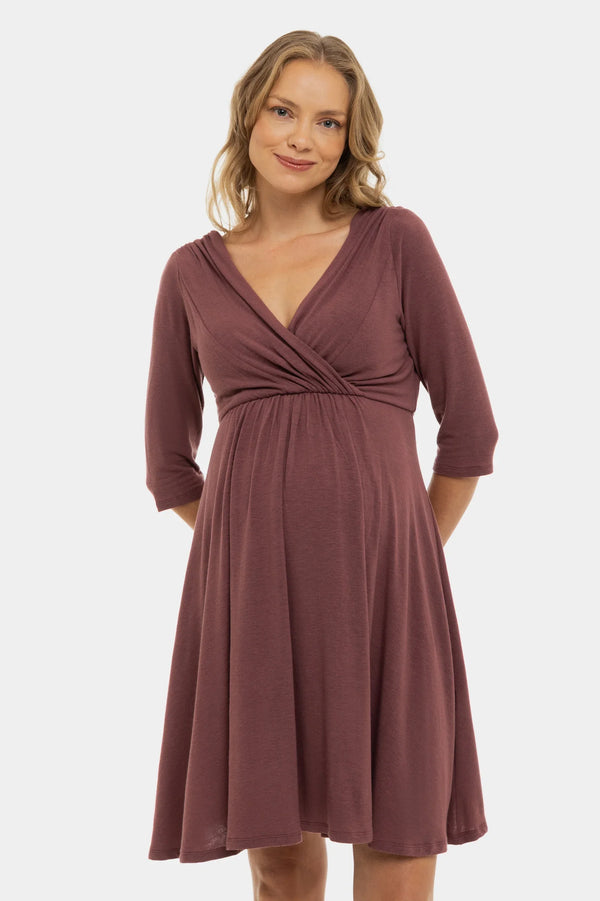 Rochie eleganta pentru gravide și alăptare - cenușă trandafir