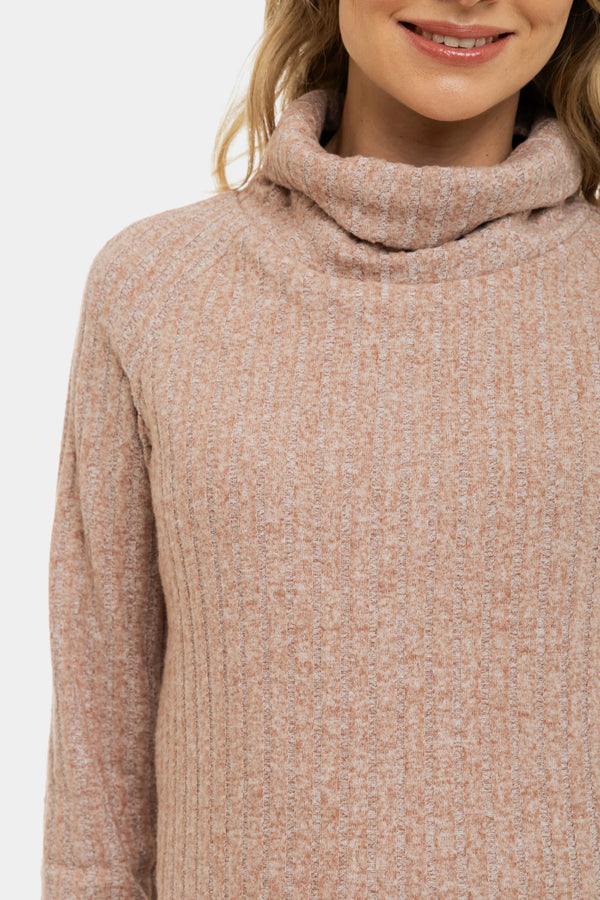 Pulover bej tricotat pentru gravide și alăptare