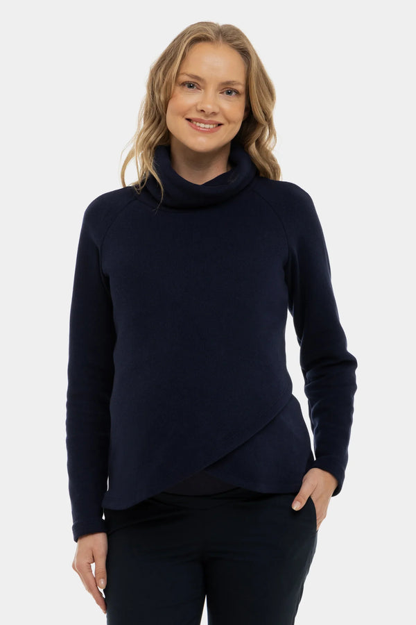 Pulover tricotat în albastru închis pentru gravide și alăptare