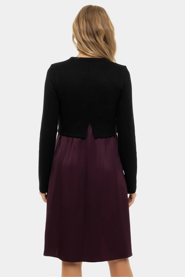 Rochie satinată cu pulover pentru gravide și alăptare - visiniu