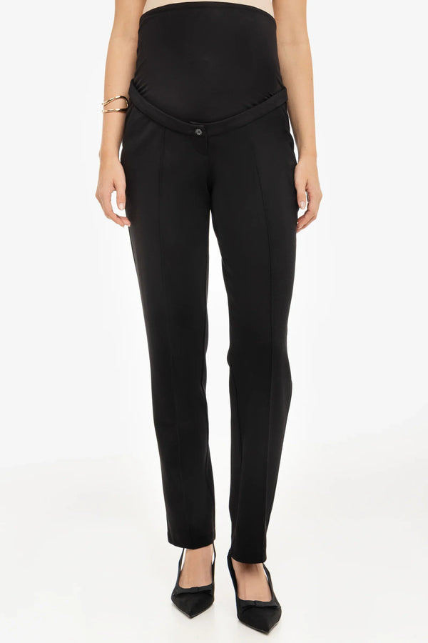 Pantalon elegant pentru gravide, din tricot – negri