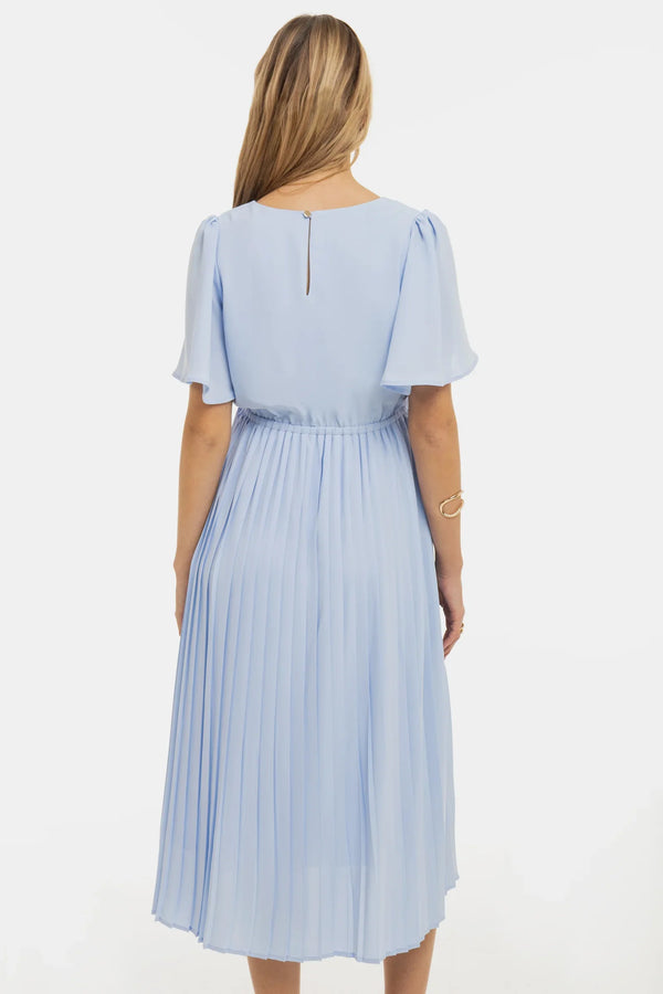 Rochie plisată de ocazie pentru gravide – albastru deschis