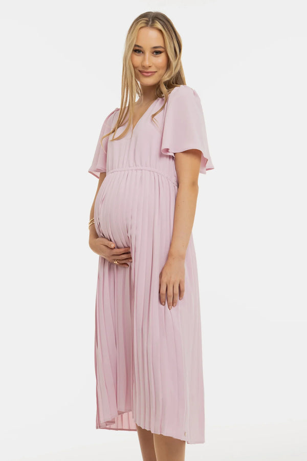 Rochie plisată de ocazie pentru gravide – roz deschis