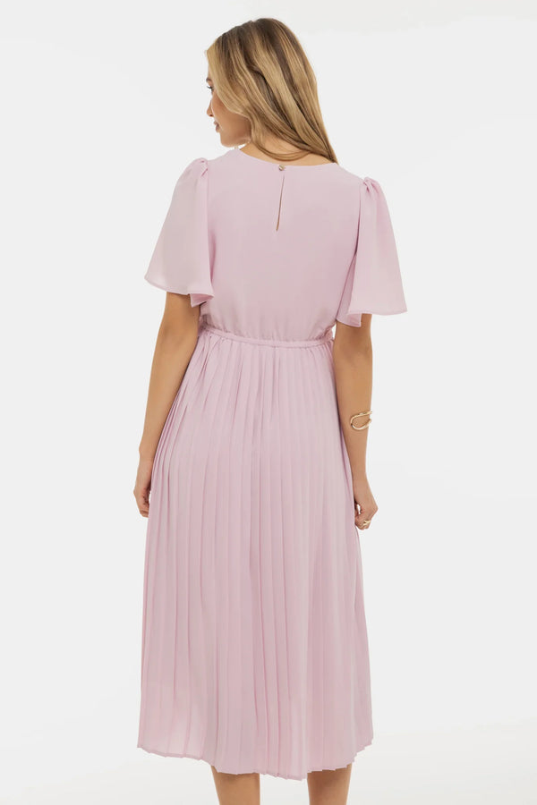 Rochie plisată de ocazie pentru gravide – roz deschis