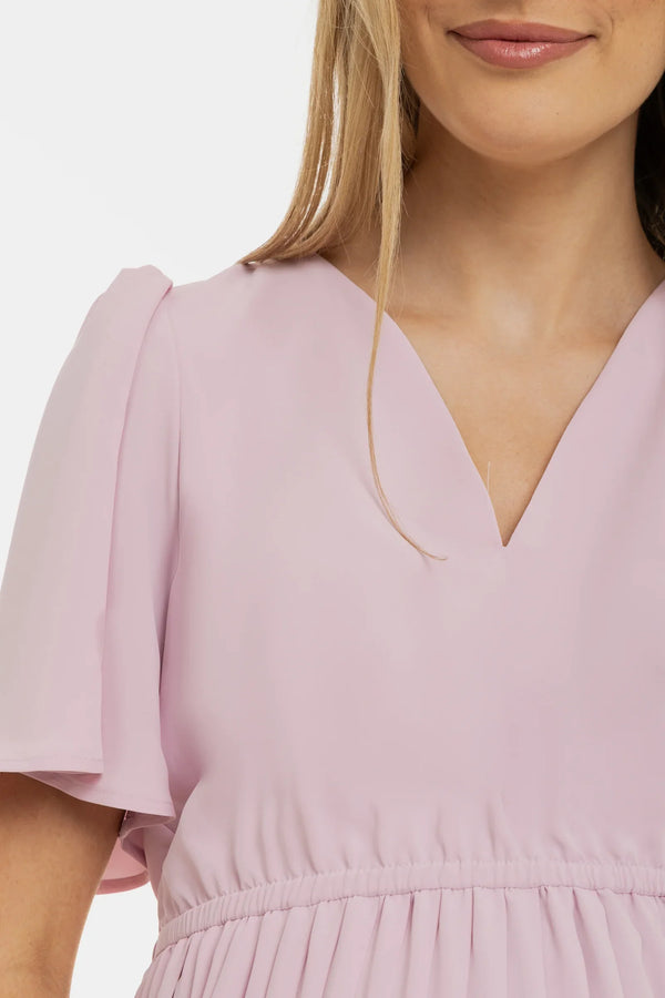 Rochie plisată de ocazie pentru gravide – roz deschis