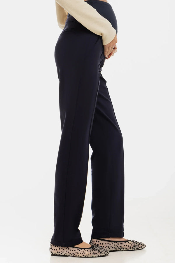 Pantalon elegant pentru gravide, din tricot – bleumarin