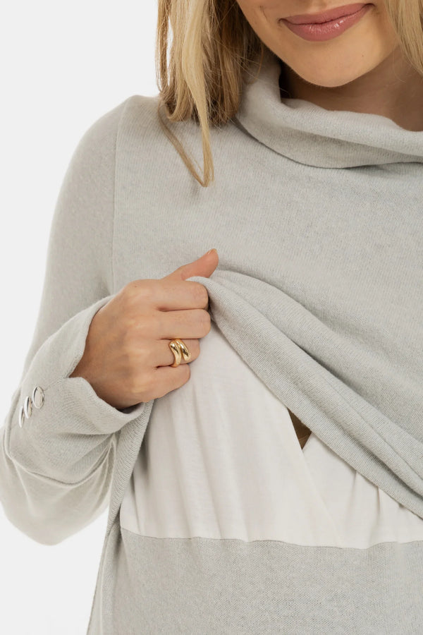 Pulover pentru gravide și alăptare cu guler