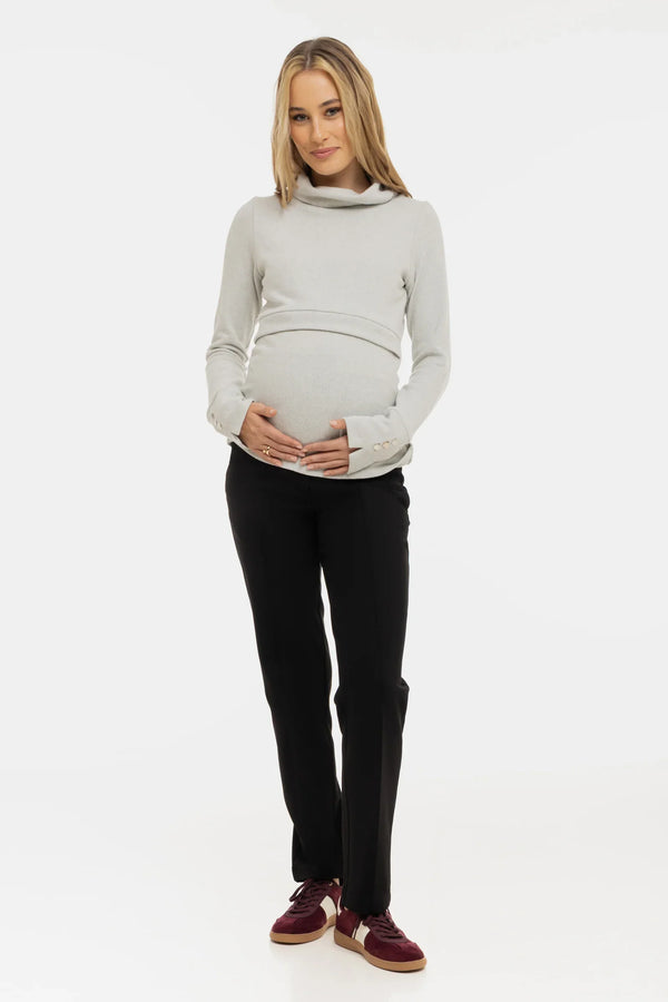 Pantalon elegant pentru gravide, din tricot – negri