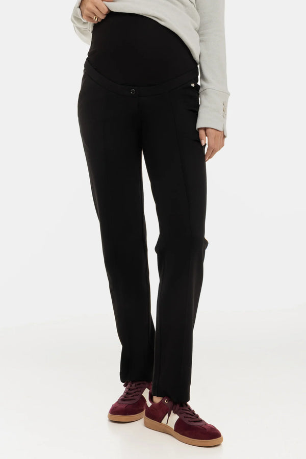 Pantalon elegant pentru gravide, din tricot – negri