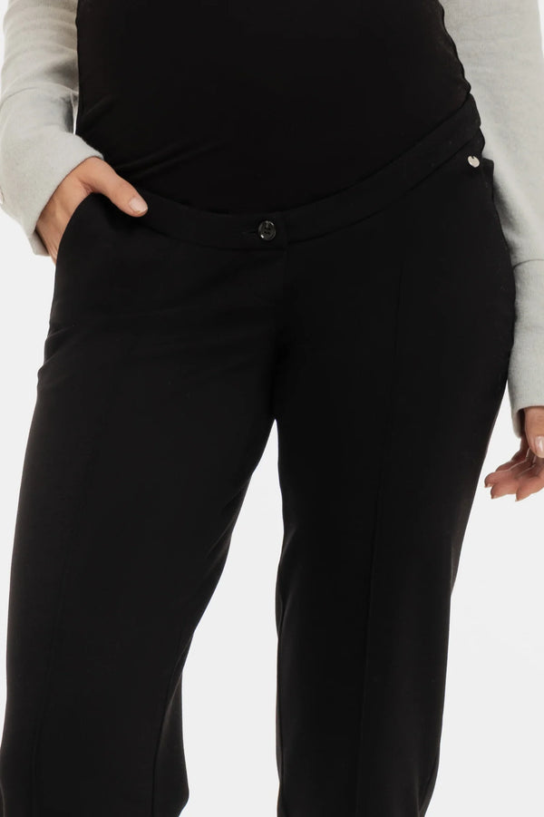 Pantalon elegant pentru gravide, din tricot – negri