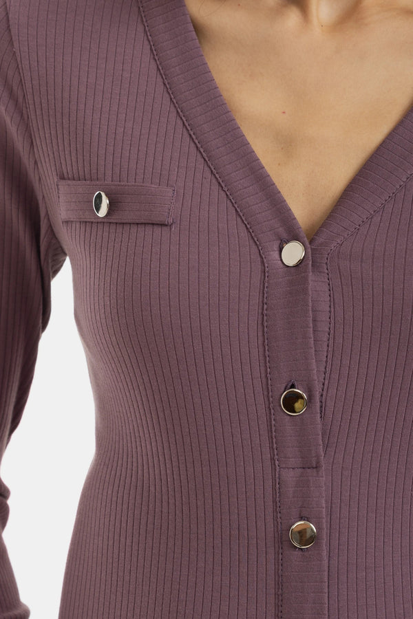 Rochie din bumbac rib pentru gravide și alăptare – roz prăfuit