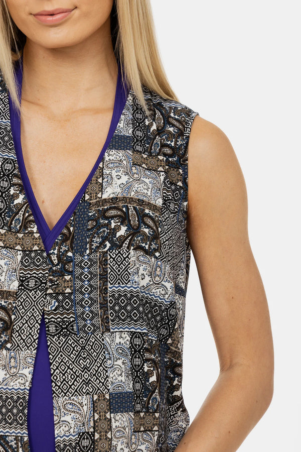 Kaftan de plajă pentru gravide cu imprimeu geometric